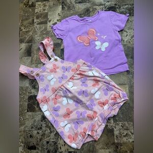 Pekkle colorful overalls & Tshirt butterfly 🦋 24 months